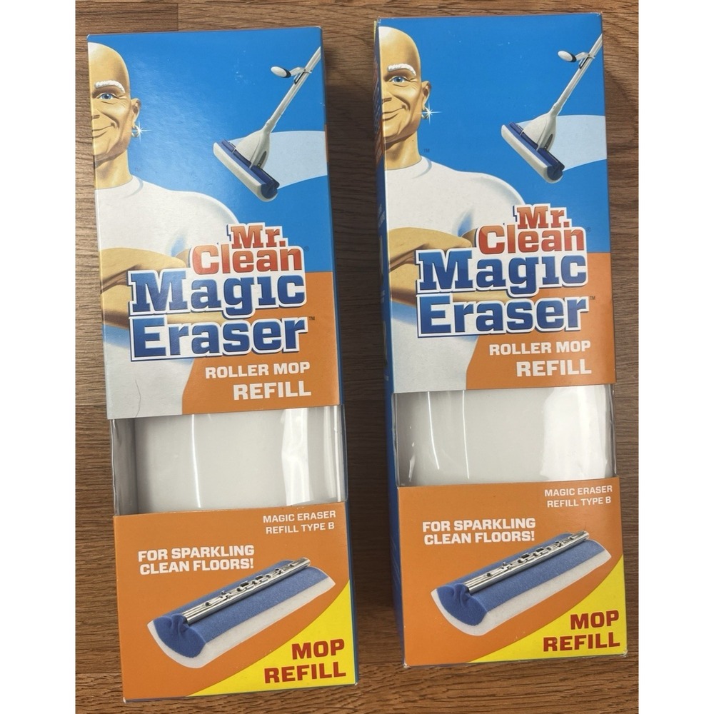 Lot of 2 Mr. Clean Magic Eraser Roller Mop Refills, Type B, NEW in Packages